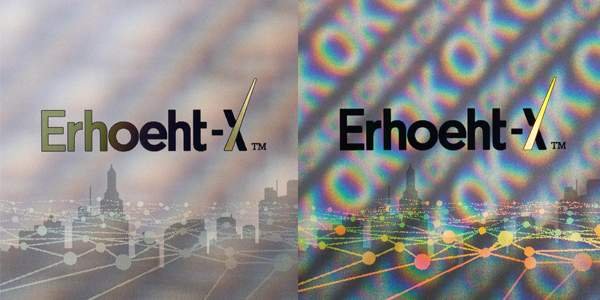 A regular image with a metallic sheen (left) and a hologram combining it with Illumigram™. Photos: Toppan Inc.